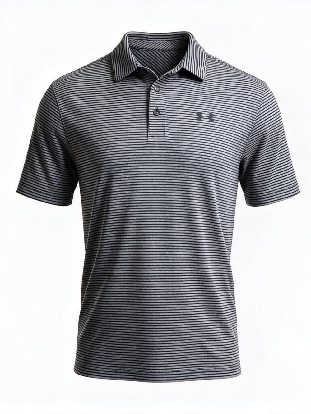 Under Armour Heatgear Striped Polo Shirt Grey and Black Size L